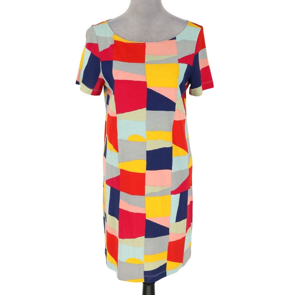 Tory Burch Dress Womens Small Pima Cotton Knit Shift Blue Red Beach Nautical